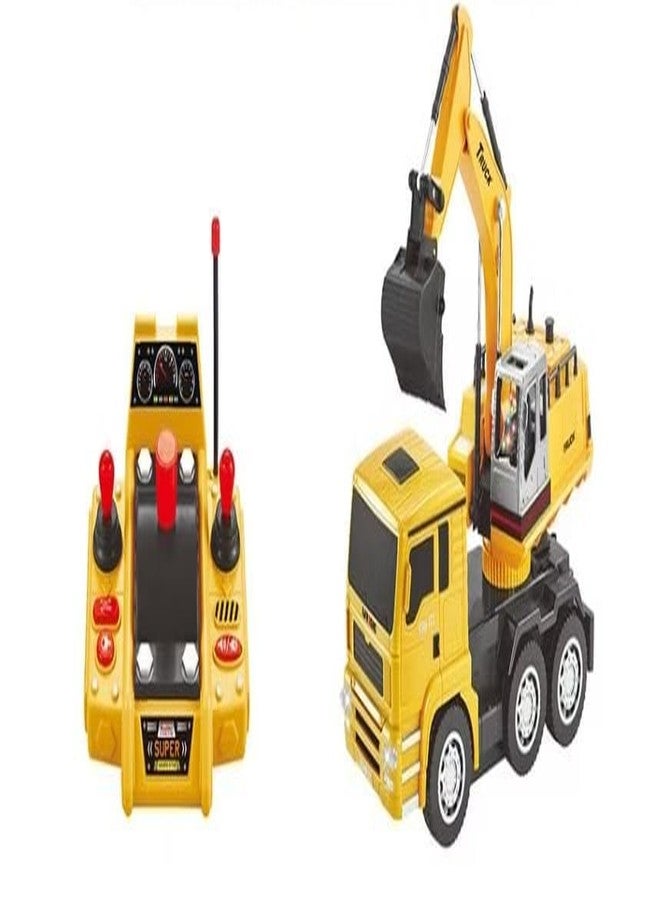 KONIGIN Play Game 6 Channel Remote Control Rechargeable Engineering Vehicle Construction Excavator Toy with Automatic Demonstration Feature Interactive Play for Kids (Multicolor) - Image 1